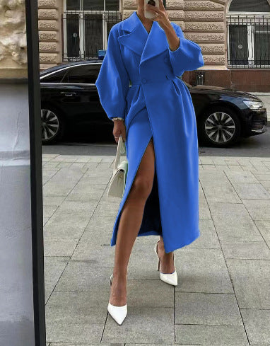 Brynn Oversized Double-Breasted Maxi Coat – Women Tailored Longline Office Fall Statement Outerwear Coat