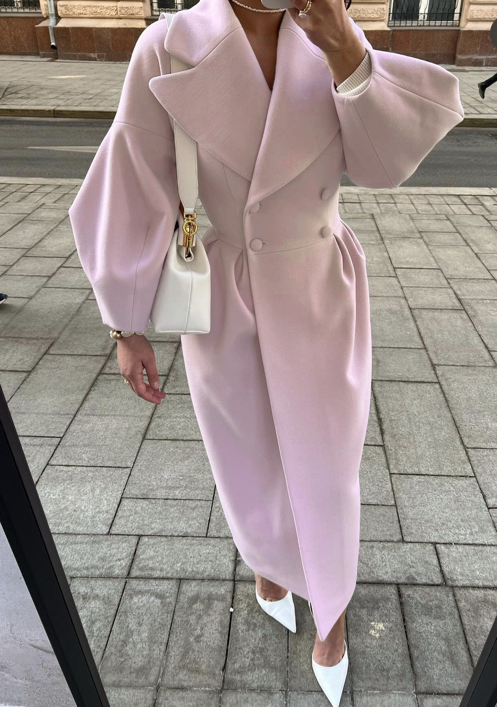 Brynn Oversized Double-Breasted Maxi Coat – Women Tailored Longline Office Fall Statement Outerwear Coat