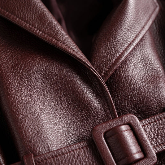 Granatex Belted Leather Blazer – Women Leather Blazer Jacket Tailored Office Evening Outerwear