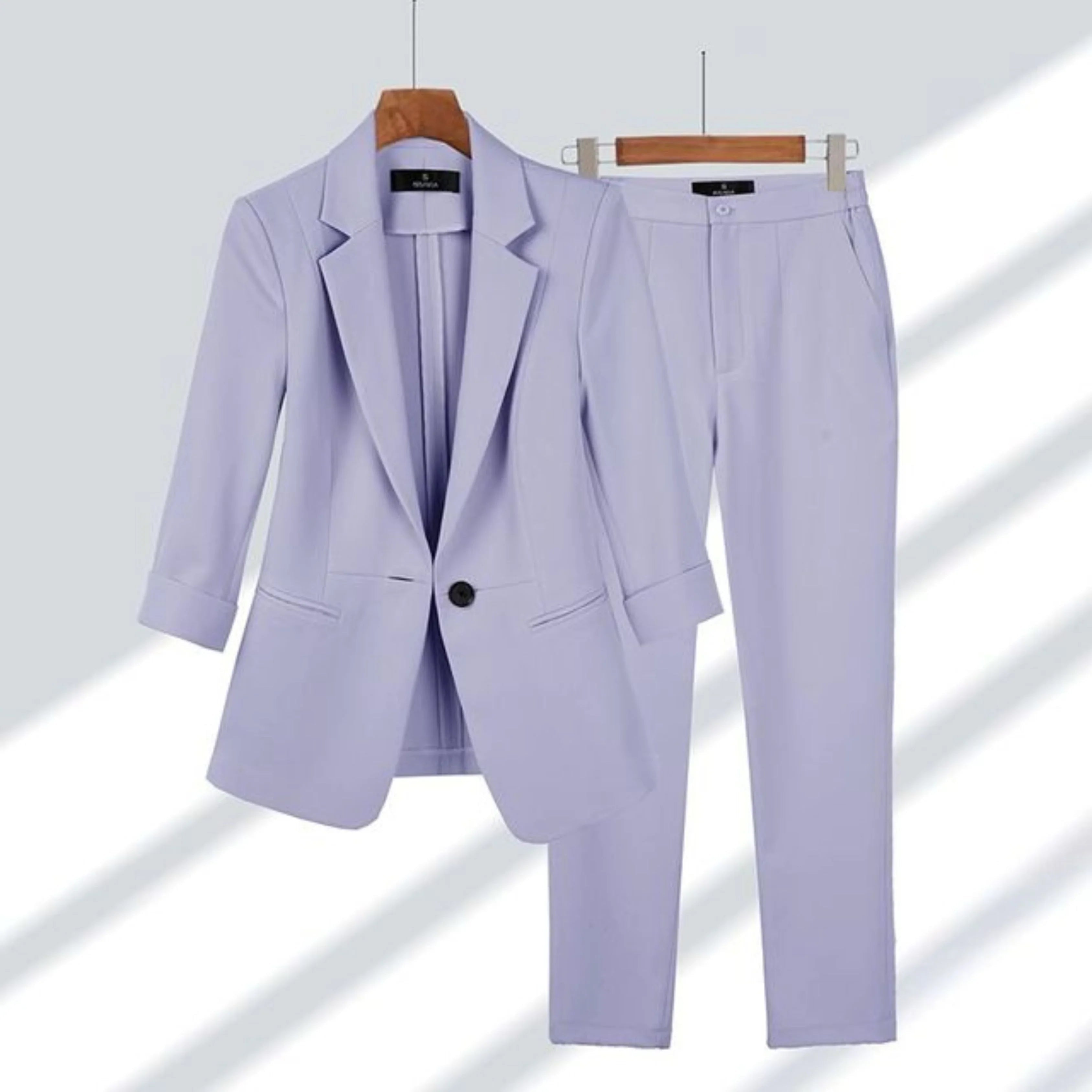 Mondara Longline Blazer Trouser Co-Ord – Women Tailored Pants High Waisted Office Formal Business Suit Set