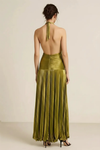 Aurelith Halter Gown – Metallic Gold Pleated Maxi Dress Women Formal Evening Party Semi Formal Dresses
