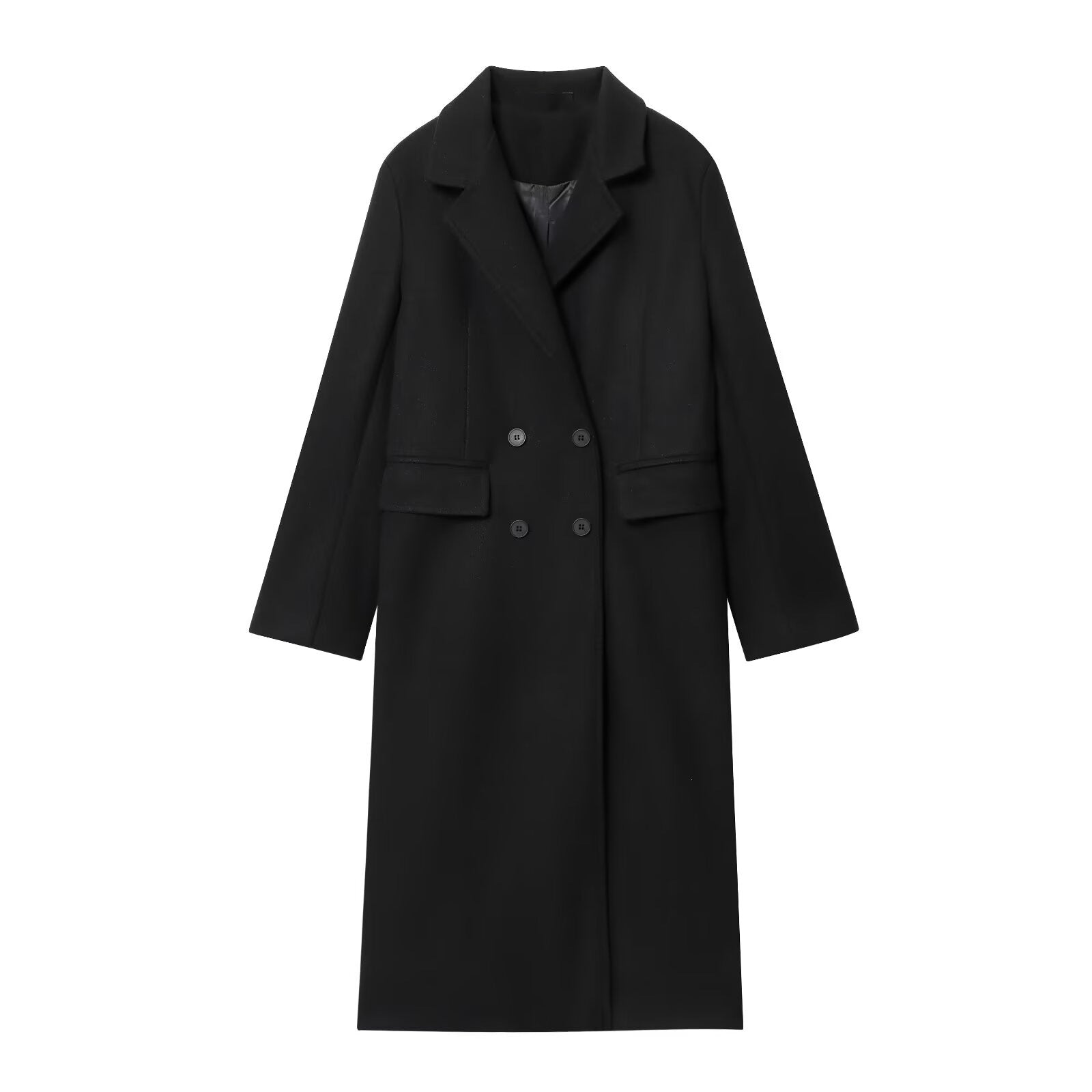 Borroux Double-Breasted Longline Coat – Burgundy Wool Trench Coat Women Office Fall Winter Tailored Ladies Overcoat