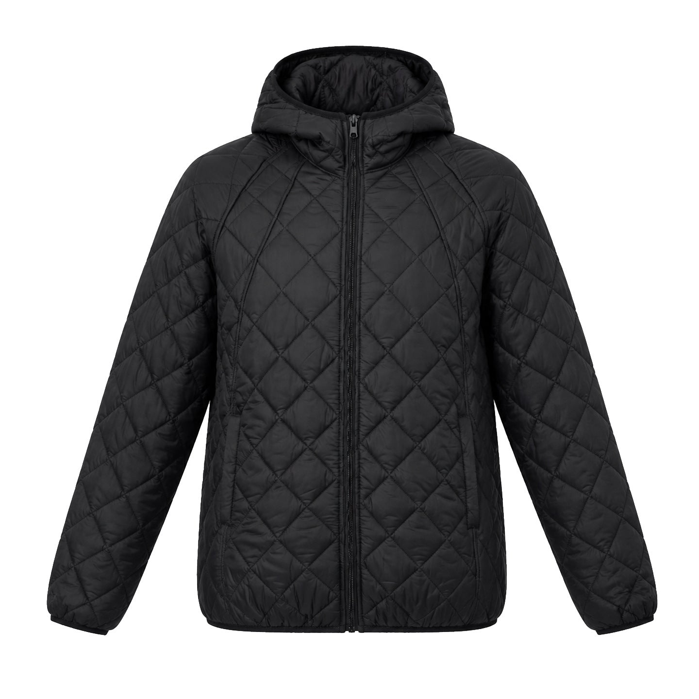 Quiltrose Hooded Puffer Jacket – Blush Pink Quilted Diamond Stitch Women Hooded Lightweight Casual Puffer Jacket