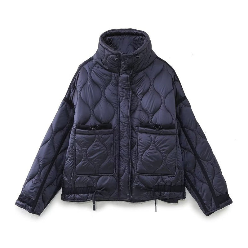 Doudoune matelassée Orbique - manteau noir matelassé décontracté pour femme, veste chaude matelassée d’automne et d’hiver