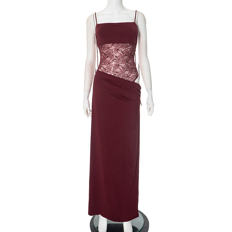 Brume Halter Gown – Lace Bodycon Maxi Dress Women Semi Formal Evening Party Elegant Cocktail
