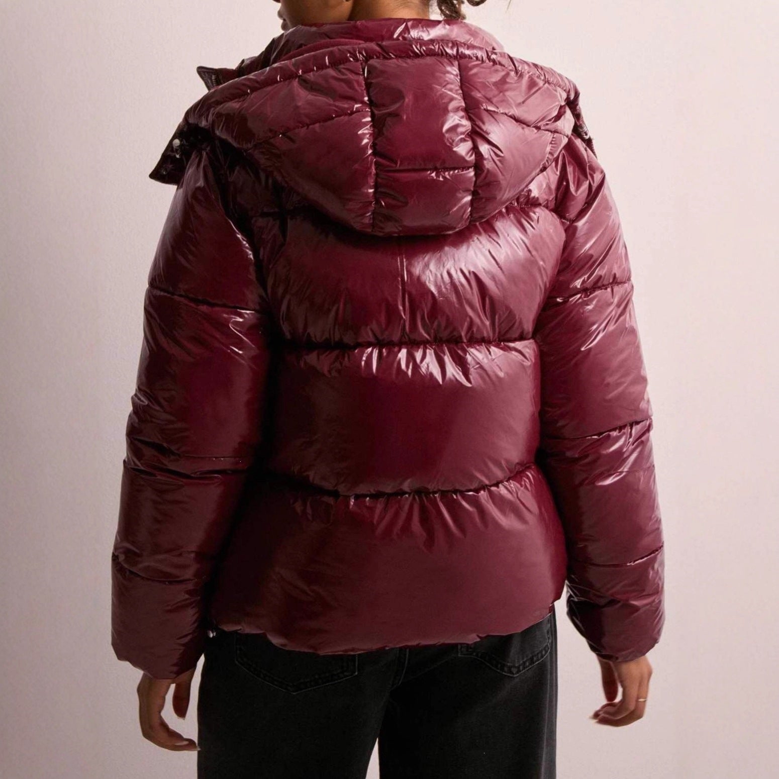 Glossine Oversized Puffer Jacket – Women Cropped Hooded Winter Coat Streetwear Quilted Puffer Jacket