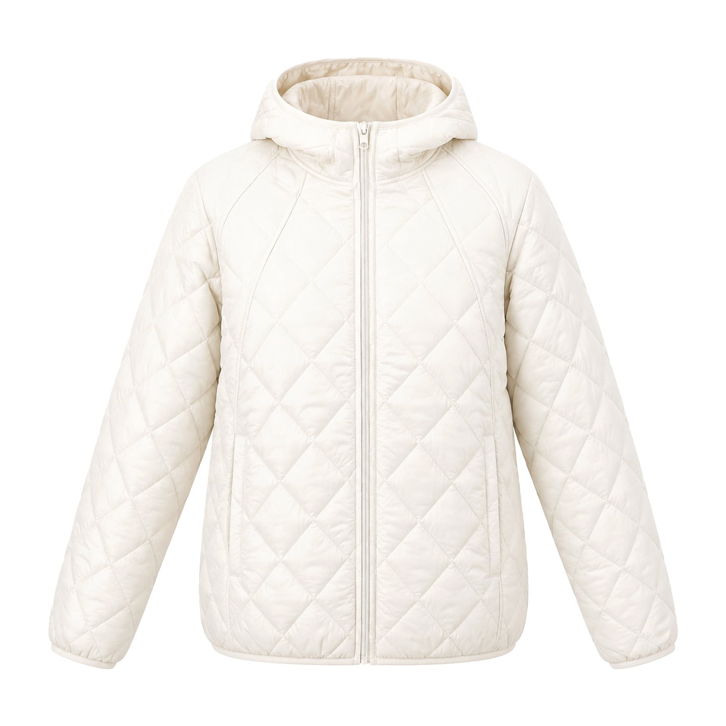 Quiltrose Hooded Puffer Jacket – Blush Pink Quilted Diamond Stitch Women Hooded Lightweight Casual Puffer Jacket
