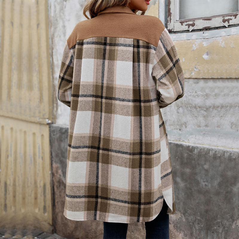 Surchemise oversize à carreaux pour femme – Chemise-veste longue en flanelle boutonnée, tenue décontractée à carreaux