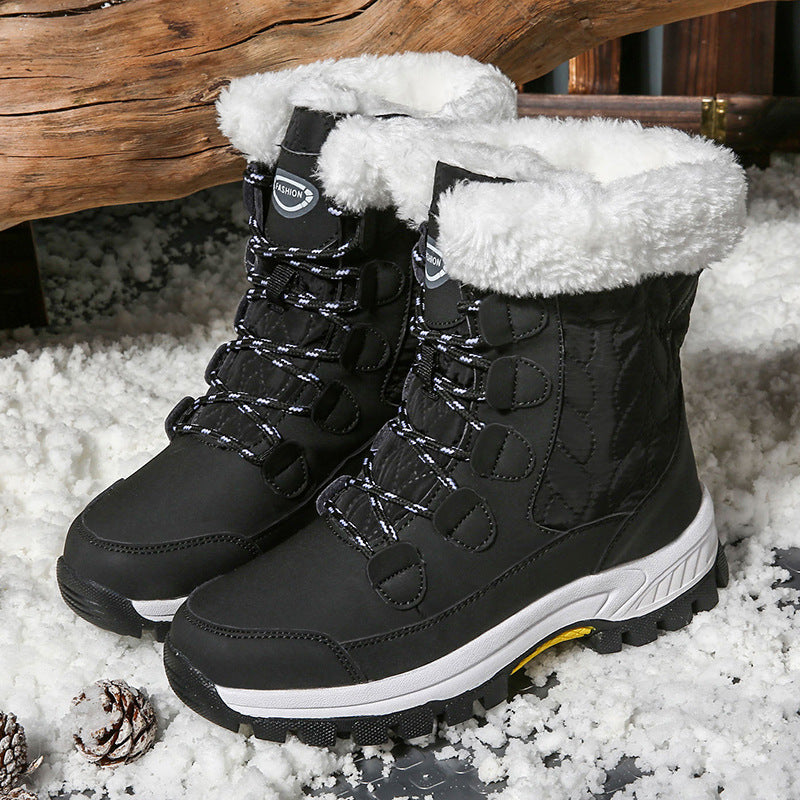 Bottes de neige en fausse fourrure Quiltwarm - bottes d’hiver blanches imperméables pour femme, bottines de neige à lacets
