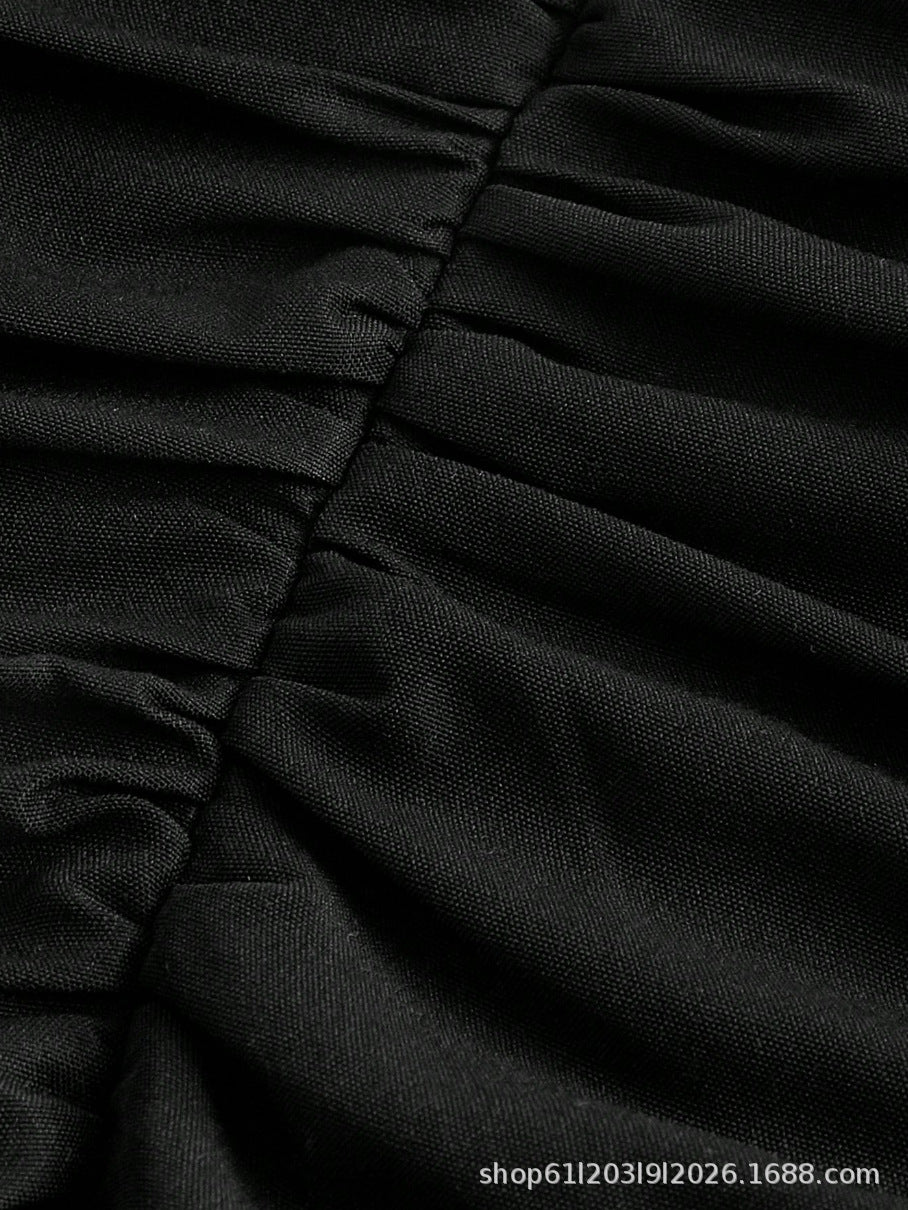 Robe midi Nodosia froncée à la taille - Robe élégante sans manches, coupe trapèze, pour femme, idéale pour l’automne, les cocktails et les soirées