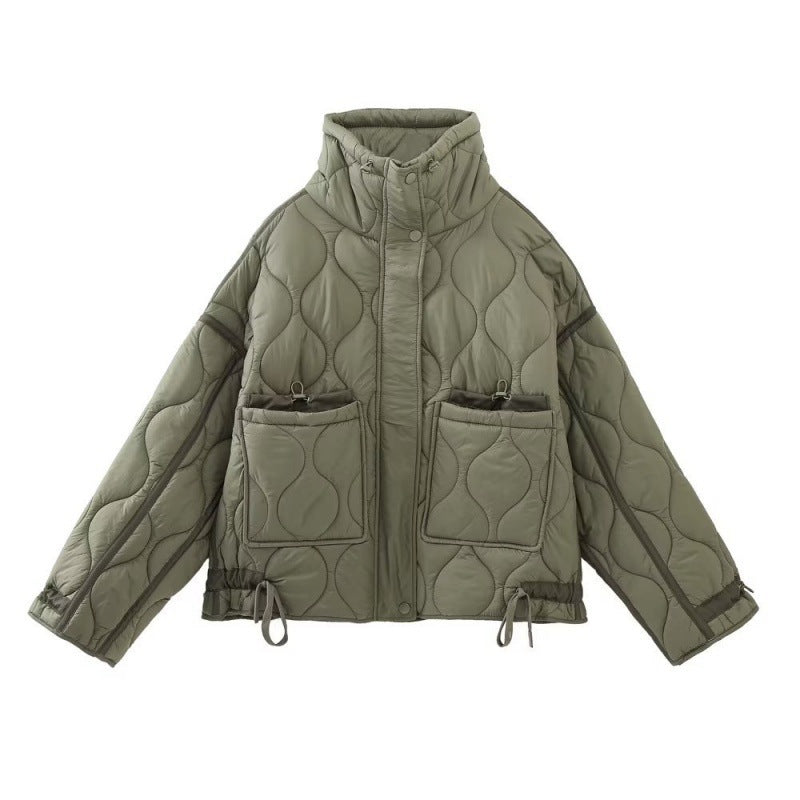 Doudoune matelassée Orbique - manteau noir matelassé décontracté pour femme, veste chaude matelassée d’automne et d’hiver