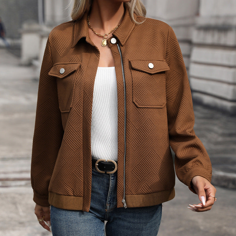Bomber utilitaire côtelé Quiltra - veste décontractée streetwear pour femme, à fermeture éclair et poches cargo