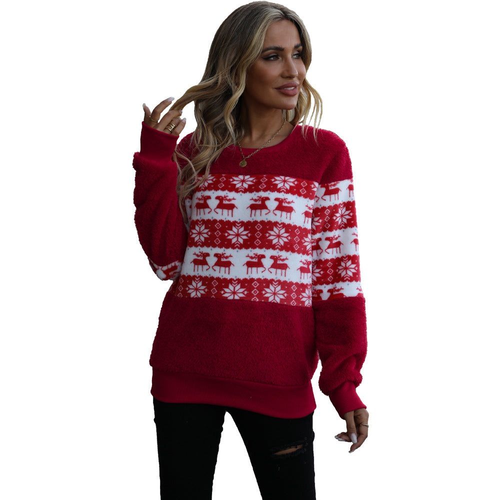 Reinara Fair Isle Knit Pullover – Christmas Sweater Women Holiday Festive Reindeer Snowflake Knit Sweater