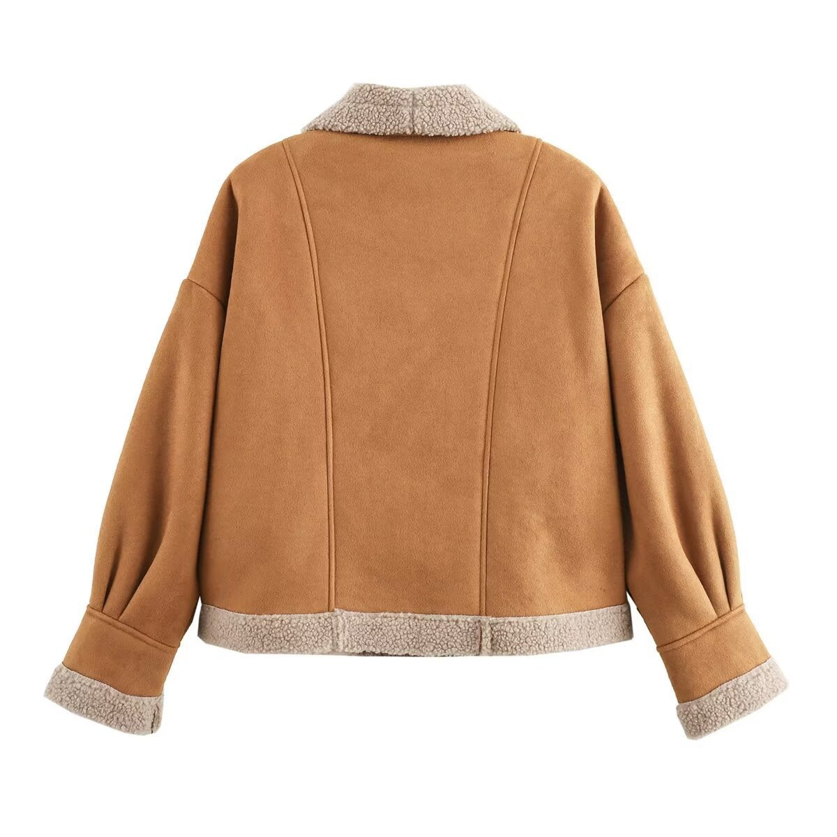 Veste courte à col imitation peau lainée Camelrim - manteau en fausse fourrure pour femme, veste boutonnée décontractée d'automne et d'hiver
