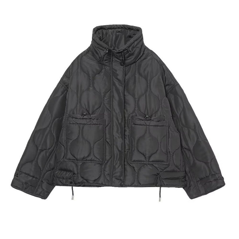 Doudoune matelassée Orbique - manteau noir matelassé décontracté pour femme, veste chaude matelassée d’automne et d’hiver