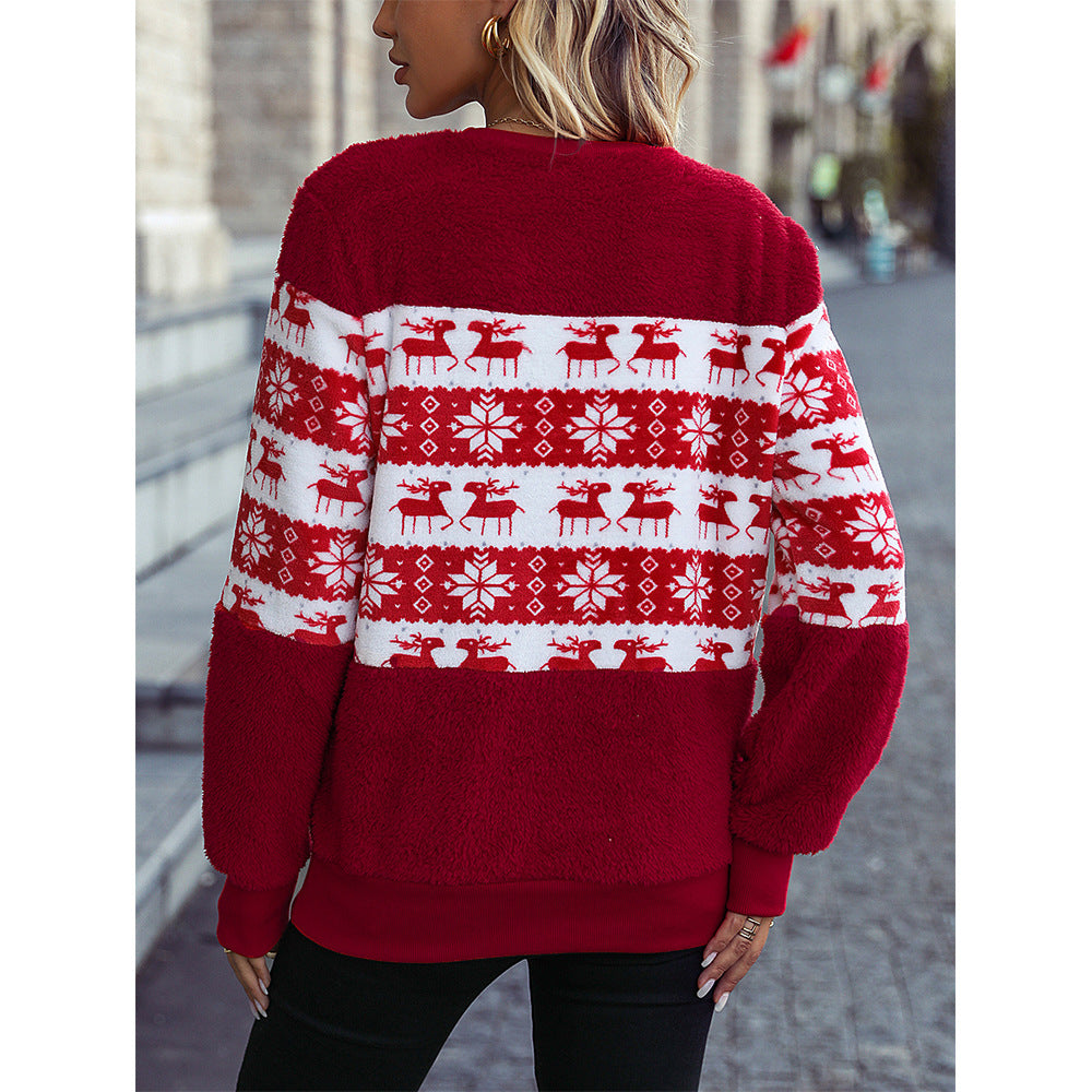 Reinara Fair Isle Knit Pullover – Christmas Sweater Women Holiday Festive Reindeer Snowflake Knit Sweater