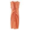 Lumara Draped Gown – Satin Plunge Neck Ruched Maxi Dress Women Formal Evening Cocktail Party Sleeveless