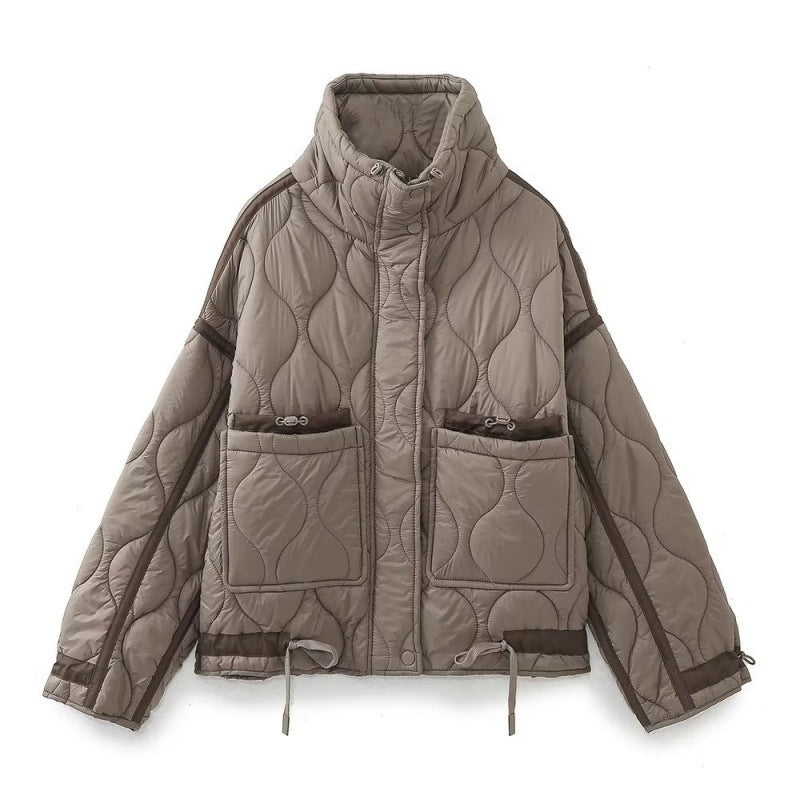 Doudoune matelassée Orbique - manteau noir matelassé décontracté pour femme, veste chaude matelassée d’automne et d’hiver