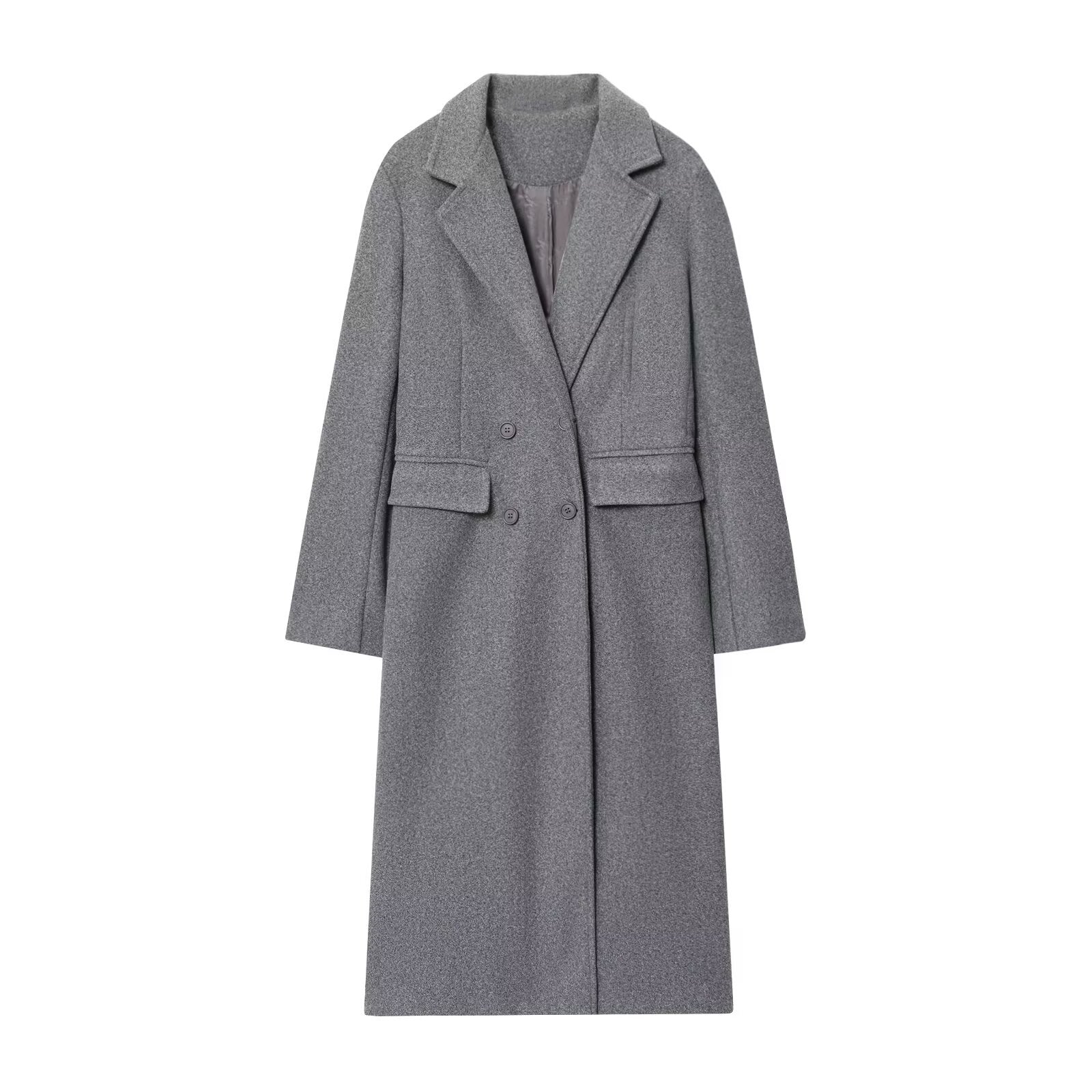 Borroux Double-Breasted Longline Coat – Burgundy Wool Trench Coat Women Office Fall Winter Tailored Ladies Overcoat