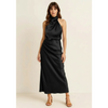 Satene Halter Dress – Satin Midi Women Formal Wedding Guest Cocktail Party Evening Elegant