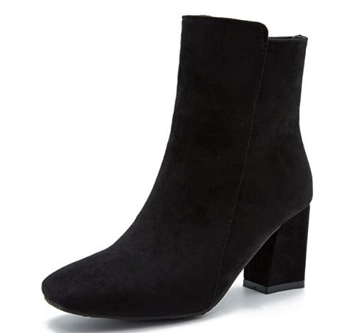 Blockara Suede Chelsea Ankle Boots – Women Block Heel Boots Chelsea Ankle Boots Orthopedic Arch Support