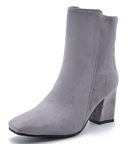 Blockara Suede Chelsea Ankle Boots – Women Block Heel Boots Chelsea Ankle Boots Orthopedic Arch Support