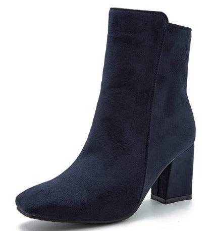 Blockara Suede Chelsea Ankle Boots – Women Block Heel Boots Chelsea Ankle Boots Orthopedic Arch Support