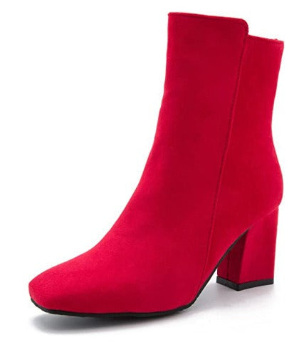 Blockara Suede Chelsea Ankle Boots – Women Block Heel Boots Chelsea Ankle Boots Orthopedic Arch Support