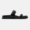 Bucklora Leather Buckle Sandals – Women Comfortable Flat Sandals Summer Casual Slip On Mules