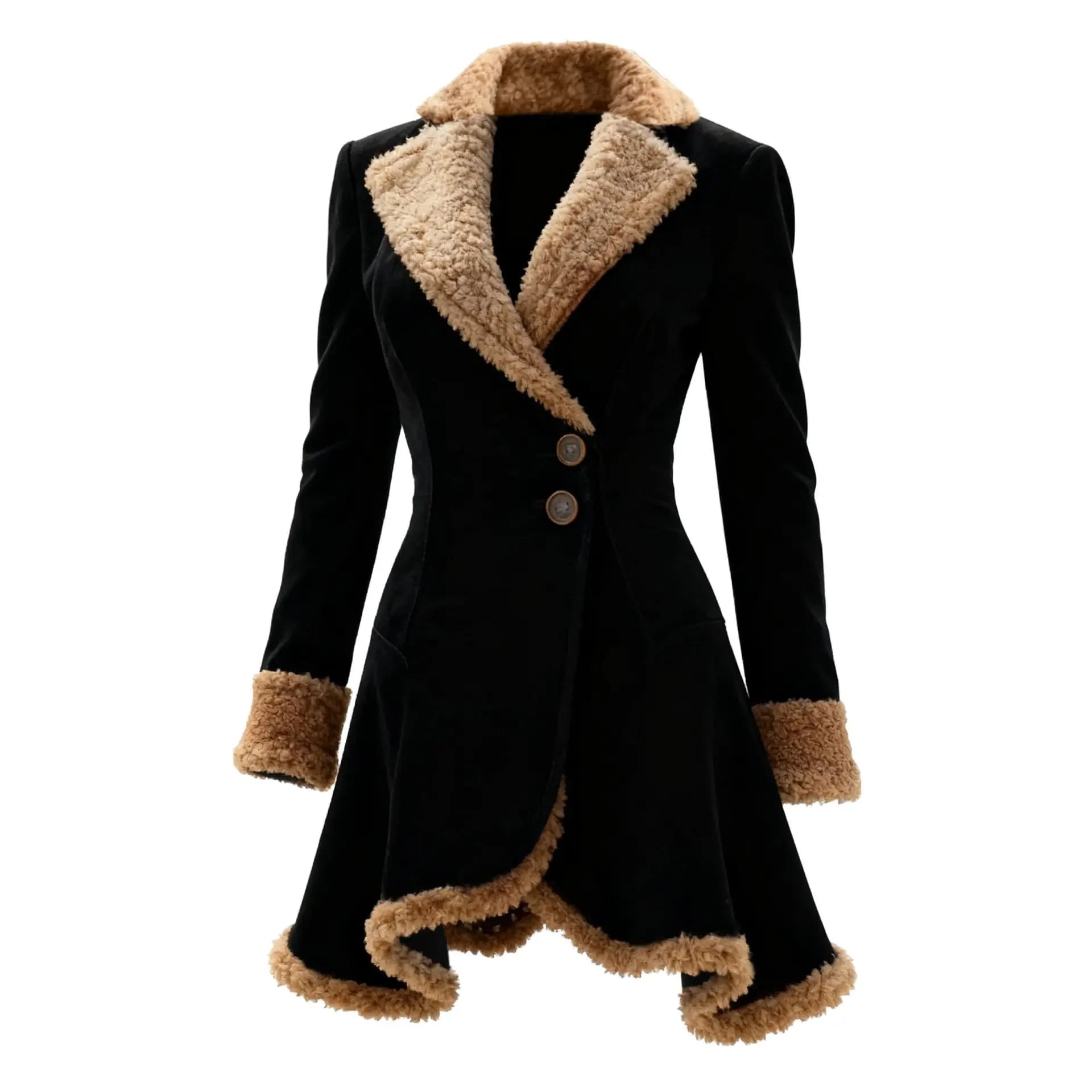 Trevelle Velvet Faux Fur Trim Mini Blazer Dress – Women Vintage Retro Lapel Party Evening Structured Mini Dress