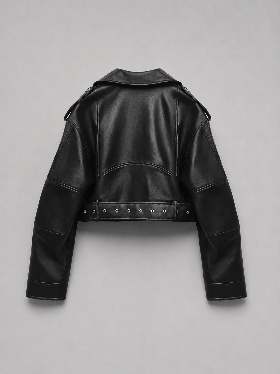 Cinturé Belted Moto Leather Jacket – Women Biker Cropped Oversized Streetwear Casual Edgy Jacket
