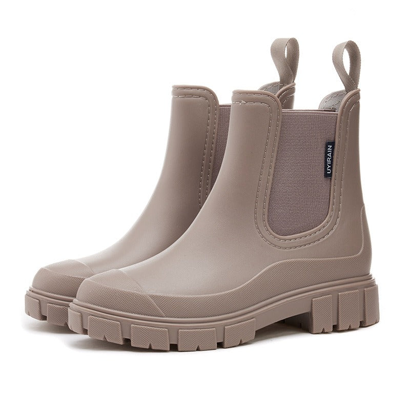 Tracksole Chelsea Ankle Boots – Platform Chunky Sole Women Rain Boots Waterproof Casual Slip-On Ankle Boots