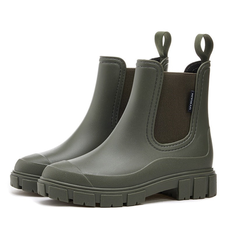 Tracksole Chelsea Ankle Boots – Platform Chunky Sole Women Rain Boots Waterproof Casual Slip-On Ankle Boots