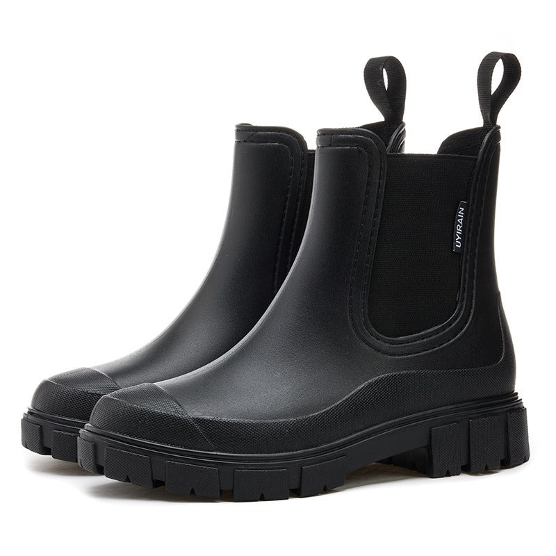 Tracksole Chelsea Ankle Boots – Platform Chunky Sole Women Rain Boots Waterproof Casual Slip-On Ankle Boots