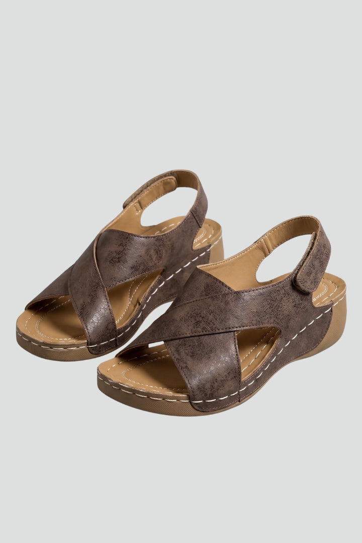 Tredway Crossband Slingback Wedge Sandals – Platform Sandals Women Orthopedic Arch Support Comfort Walking Summer Wedges