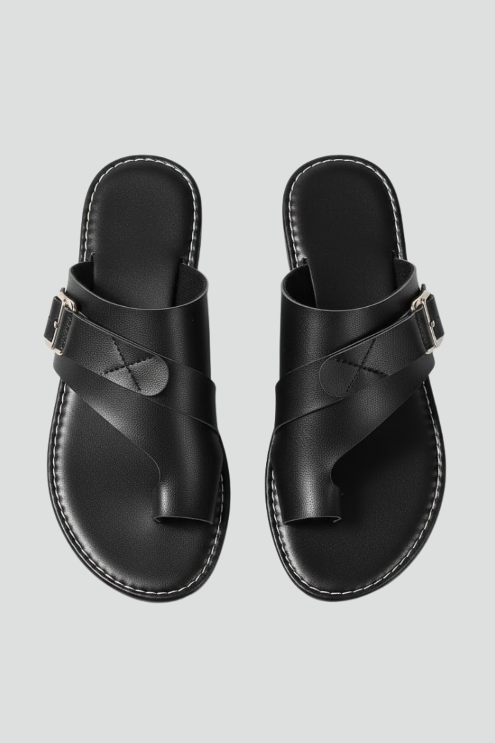 Bucklora Toe-Ring Flatform Sandals – Women Orthopedic Leather Adjustable Buckle Platform Sandals