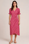 Floreva Wrap Dress – Floral V-Neck Midi Ruffle Sleeve Women Semi Formal Trendy Apparel