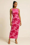Floravi Bodycon Dress – Pink Floral Maxi Sleeveless Women Evening Cocktail Semi Formal Outfit