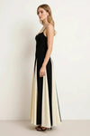 Contrava Colorblock Gown – Black Ivory Spaghetti Strap Maxi Dress Women Formal Evening Party