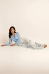 Lumene Maxi Dress – Floral Chiffon Deep V Neck Long Sleeve Flowing Gown Women Elegant Wedding Guest