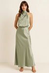 Satene Halter Dress – Satin Midi Women Formal Wedding Guest Cocktail Party Evening Elegant
