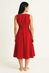 Caldera Midi Dress – Sleeveless Red Cocktail Party Women Semi Formal Elegant Occasion Flare Hem