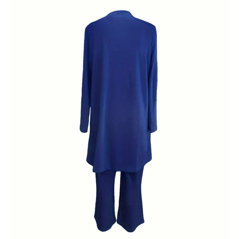 Corbyne Longline Duster Three-Piece Set – Formal Wear Women Elegant Evening Wedding Guest Wide-Leg Trouser Co-Ord