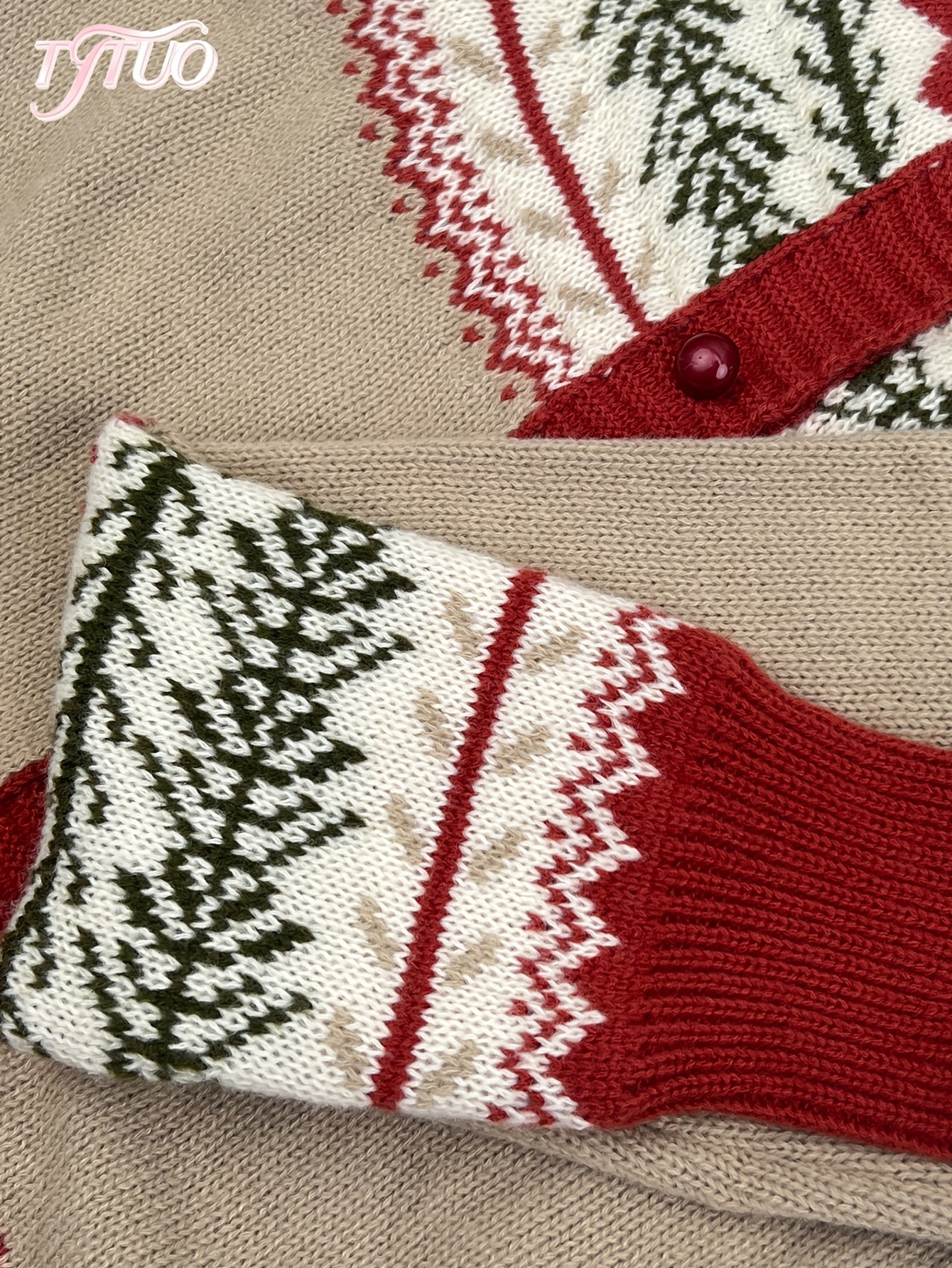 Cardigan boutonné Fair Isle Fjarrond - Pull cardigan tricoté pour femme, motif nordique, manches longues