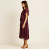 Cascada Tiered Dress – Women Midi Chiffon Puff Sleeve Wedding Guest Semi Formal Party Elegant