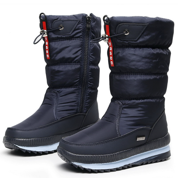 Bottes de neige à plateforme matelassées Pufflock - Bottes noires d’hiver imperméables pour femme, à semelle épaisse