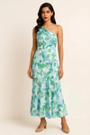 Floriva One-Shoulder Dress – Floral Midi Asymmetric Women Semi Formal Evening Wedding Guest Gown