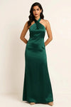 Nocturna Halter Gown – Crossover Neck Mermaid Maxi Dress Women Bodycon Semi Formal Evening Wear