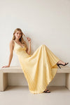 Solene Pleated Maxi Dress – Yellow V-Neck Sleeveless Women Summer Wedding Guest Semi Formal Elegant