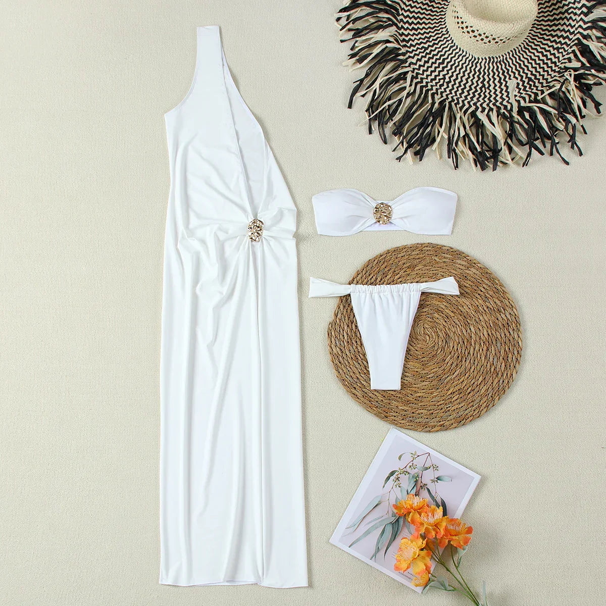 Ondine One-Shoulder Cutout Maxi Dress – High Slit Evening Women Formal Wedding Guest Party Maxi Dress